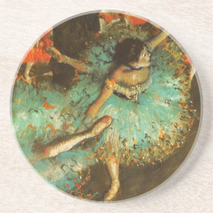 Ballerina Dance Green Dancer Edger Degas Painting Coaster
