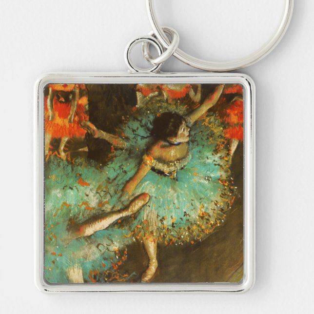 Ballerina Dance Green Dancer Edger Degas Painting Key Ring (Front)