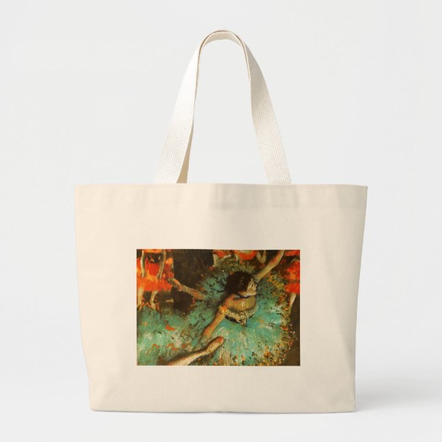 Ballerina Dance Green Dancer Edger Degas Painting Large Tote Bag (Front)