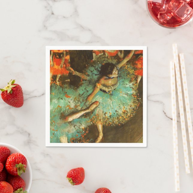 Ballerina Dance Green Dancer Edger Degas Painting Napkin (Insitu)