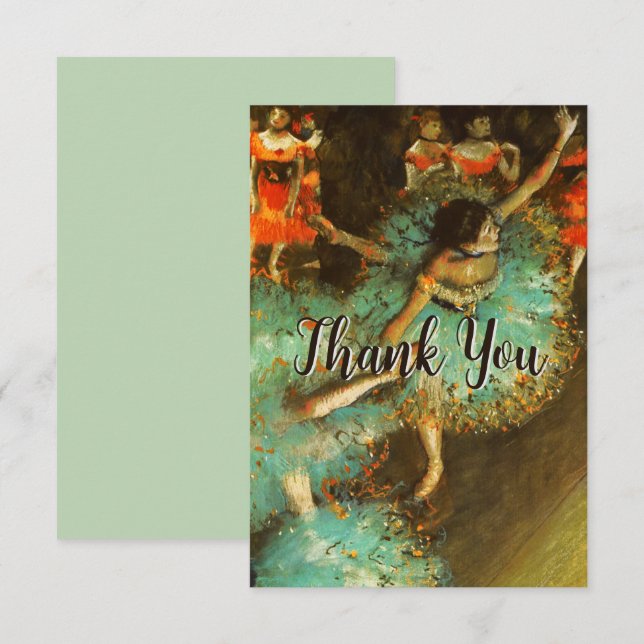 Ballerina Dance Green Dancer Edger Degas Painting Thank You Card (Front/Back)
