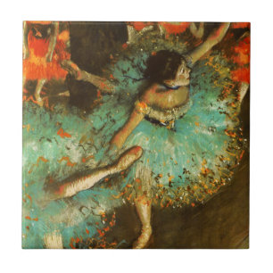 Ballerina Dance Green Dancer Edger Degas Painting Tile