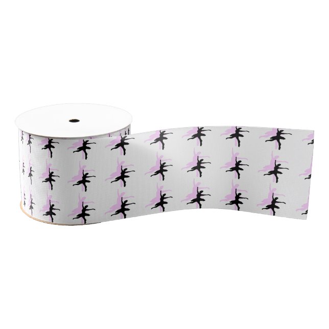 Ballerina Dance Pink & Black Grosgrain Ribbon (Spool)