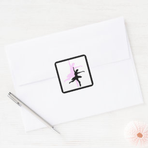 Ballerina Dance Pink & Black Square Sticker
