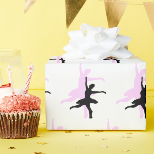 Ballerina Dance Pink & Black Wrapping Paper (Birthday Party)