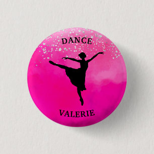 Ballerina Dance Pink Ombre Sparkle    3 Cm Round Badge