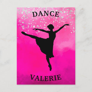 Ballerina Dance Pink Ombre Sparkle    Postcard