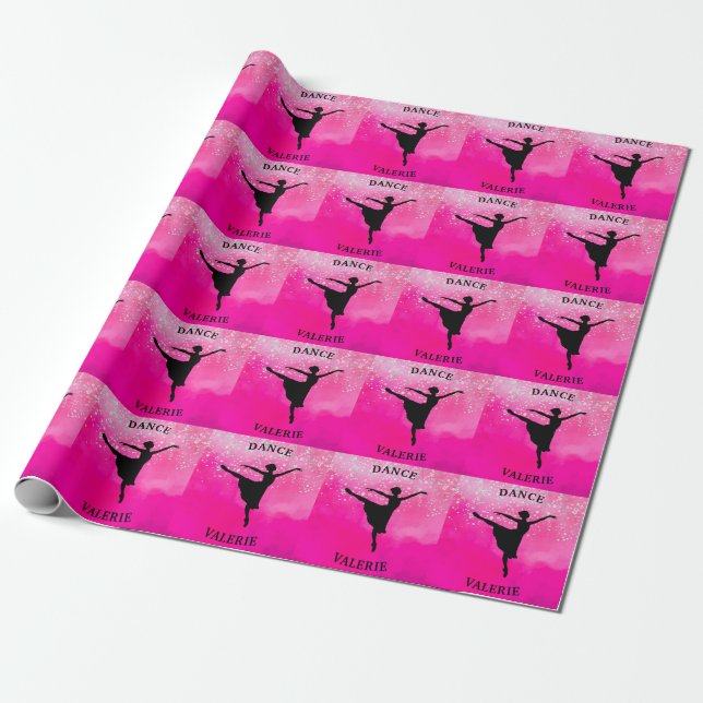 Ballerina Dance Pink Ombre Sparkle   Wrapping Paper (Unrolled)