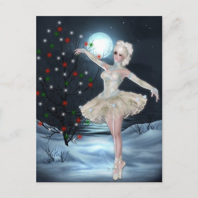 Ballerina Dancer Girl :: Christmas Postcard (Front)
