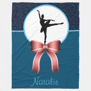Ballerina Dancer Glitter and Bow Fleece Blanket