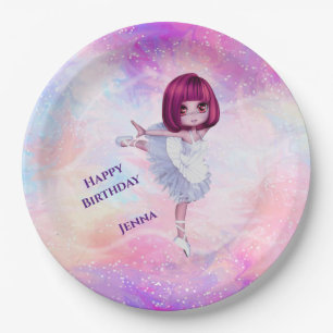 Ballerina Dancer "Happy Birthday" Paper Plates