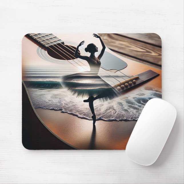 Ballerina Dancer In a Guitar Mouse Mat (With Mouse)