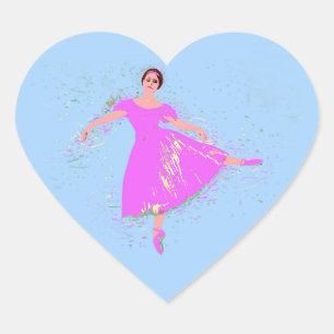 Ballerina Dancer in magenta pink dress Heart Sticker