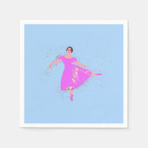 Ballerina Dancer in Magenta Pink Dress Napkin