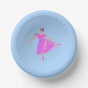 Ballerina Dancer in magenta pink dress Paper Plate