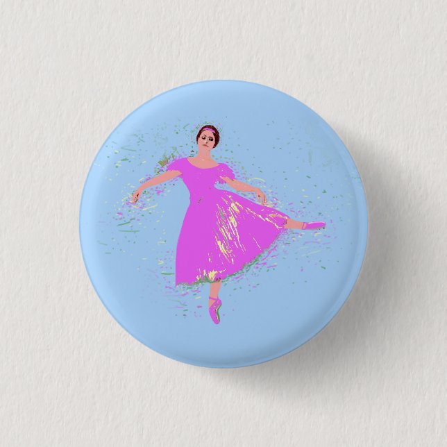 Ballerina Dancer Magenta Pink Dress  3 Cm Round Badge (Front)