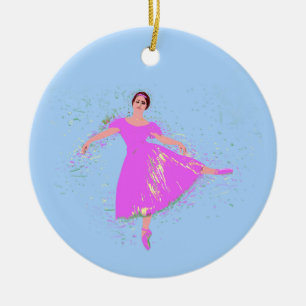 Ballerina Dancer Magenta Pink Dress Ceramic Tree Decoration