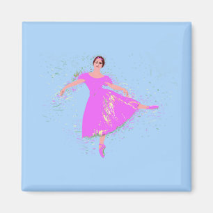 Ballerina Dancer Magenta Pink Dress  Magnet