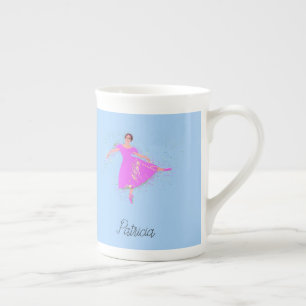 Ballerina Dancer Magenta Pink Dress Personalised Bone China Mug