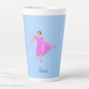 Ballerina Dancer Magenta Pink Dress Personalised Latte Mug