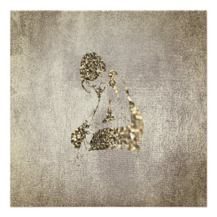 Ballerina Dancer Metallic Gray Foxier Glitter Gold Poster
