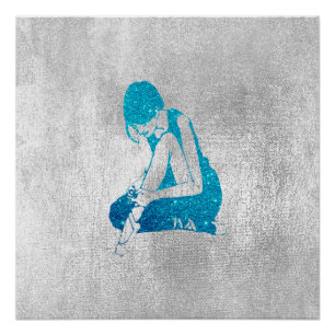 Ballerina Dancer Metallic Gray Silver Turquoise Poster