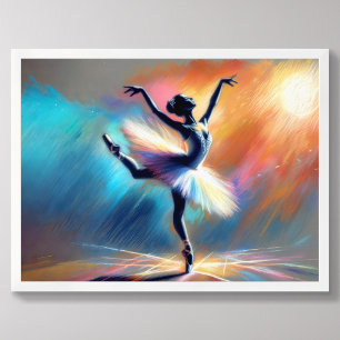 Ballerina Dancer Pastel Drawing Colourful Poster
