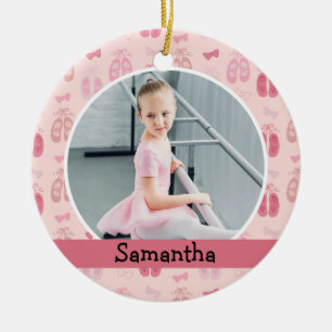 Ballerina Dancer Photo Holiday Monogram Ceramic Tree Decoration