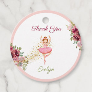 Ballerina Dancer Pink Floral Ballet Birthday Favour Tags