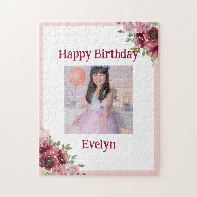 Ballerina Dancer| Pink Floral Ballet Birthday Jigsaw Puzzle (Vertical)