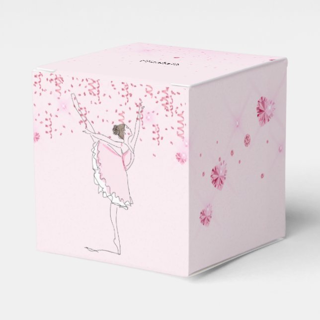 Ballerina dancer pink glitter hearts streamers  favour box (Front Side)