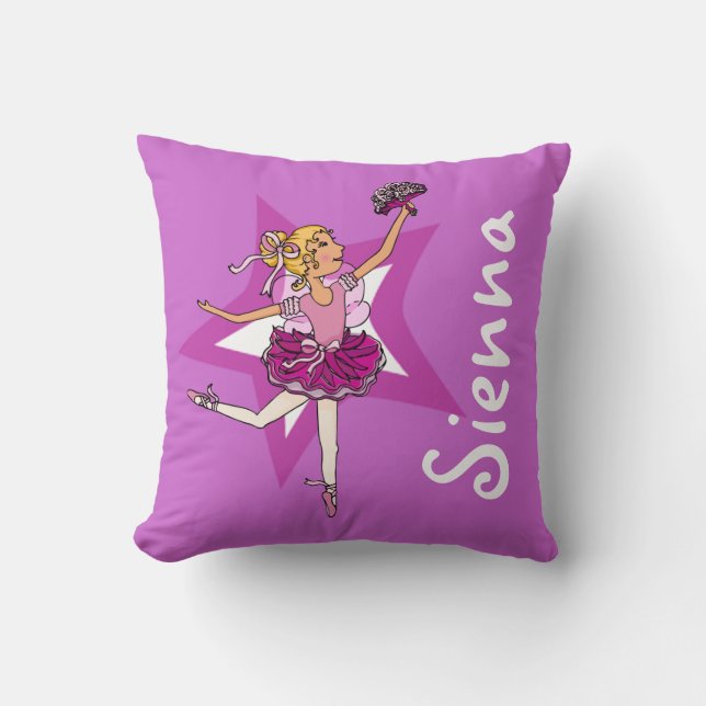 Ballerina dancer purple daughter name pillow (Front)