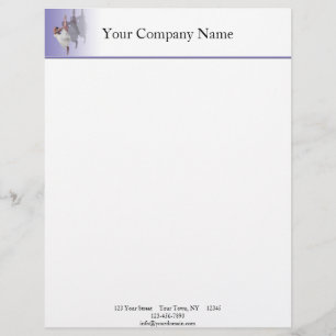 Ballerina Dancer Shadows on Purple Letterhead Design