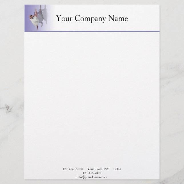 Ballerina Dancer Shadows on Purple Letterhead Design (Front)