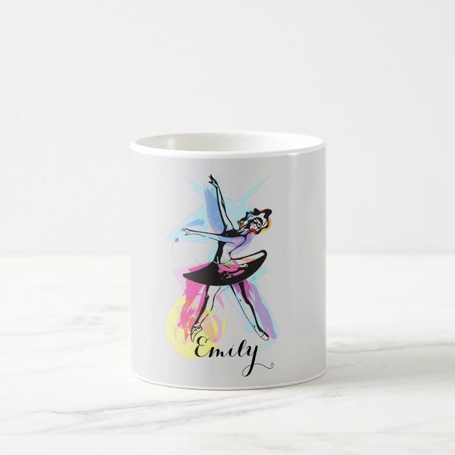 Ballerina Dancer Watercolor  Coffee Mug (Center)