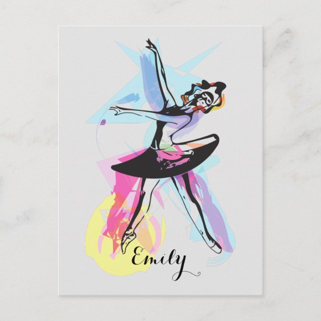 Ballerina Dancer Watercolor Customised  Postcard (Front)