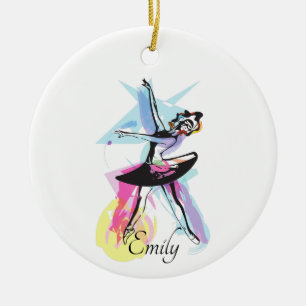 Ballerina Dancer Watercolor Theme Ceramic Tree Decoration