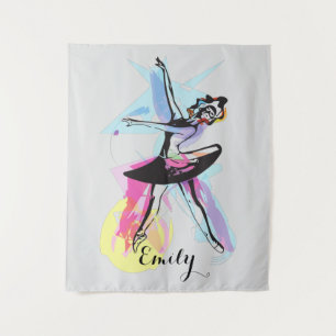 Ballerina Dancer Watercolor Theme  Customised Tapestry