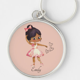 Ballerina Dancer Watercolor Theme Key Ring