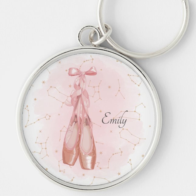 Ballerina Dancer Watercolor Theme Key Ring (Front)