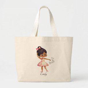 Ballerina Dancer Watercolor Theme Large Tote Bag