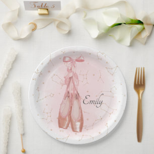 Ballerina Dancer Watercolor Theme Paper Plate