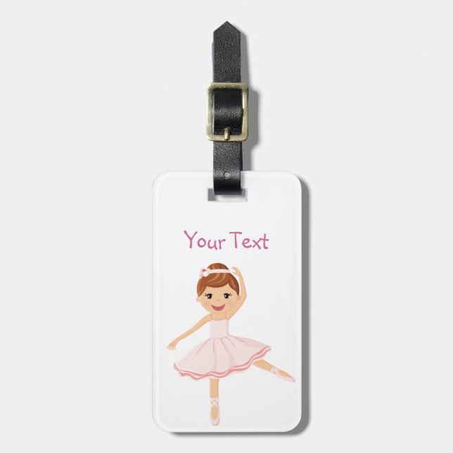 Ballerina Dancer with brown hair Luggage Tag (Front Vertical)