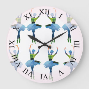 Ballerina Dancers Watercolor Art  Large Clock