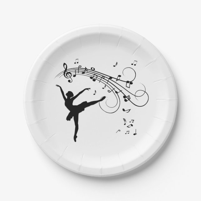 Ballerina Dancing and the Music Follows Paper Plate (Front)
