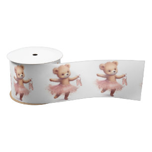 Ballerina Dancing Bear Satin Ribbon