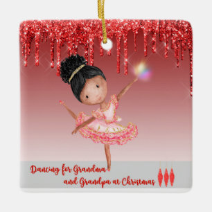 Ballerina Dancing for Grandparents at Christmas Ce Ceramic Ornament