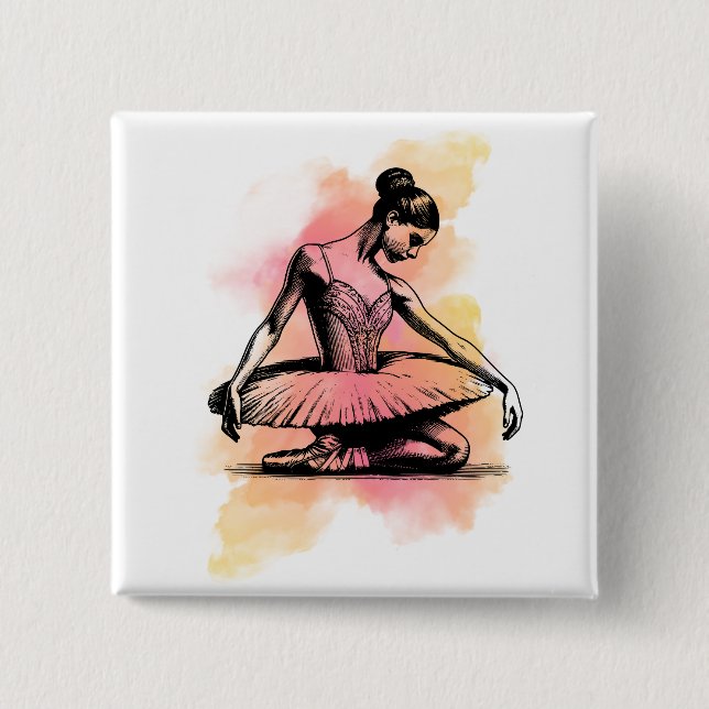 Ballerina Dancing in Color  15 Cm Square Badge (Front)