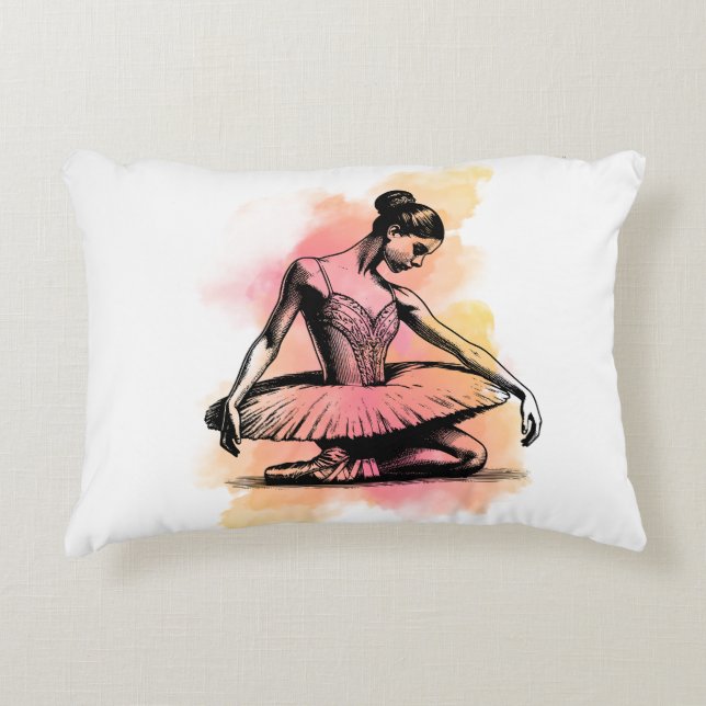 Ballerina Dancing in Color  Decorative Cushion (Front)