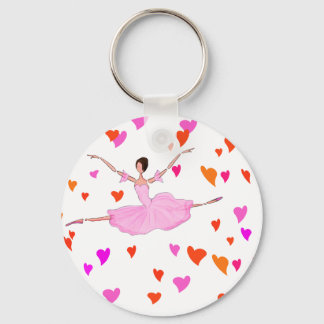 Ballerina dancing in Colorful Hearts Key Ring